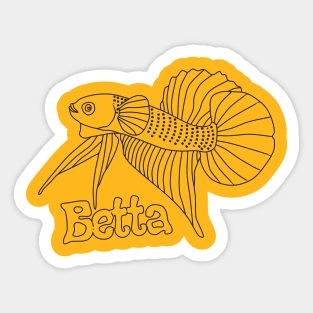 line art of monochrome beta fish Sticker